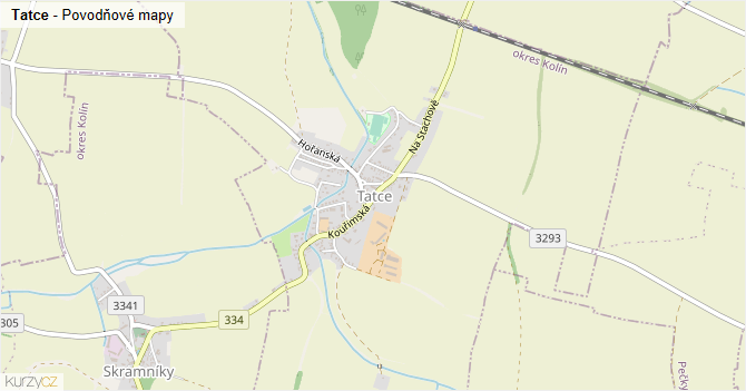 Tatce - záplavové mapy stoleté vody