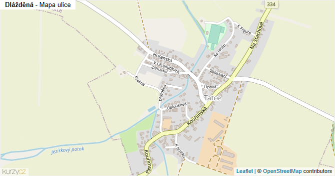 Dlážděná - mapa ulice