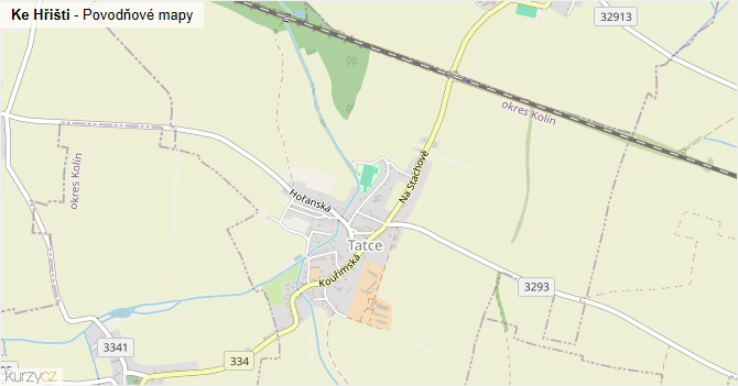 Ke Hřišti - záplavové mapy stoleté vody