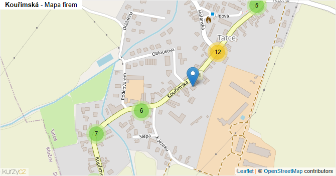 Kouřimská - mapa firem