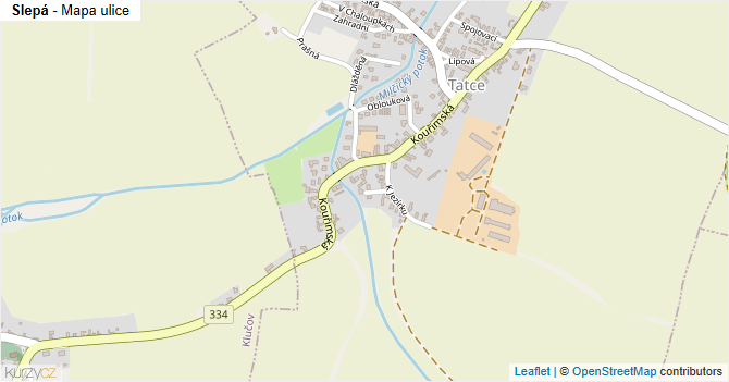 Slepá - mapa ulice