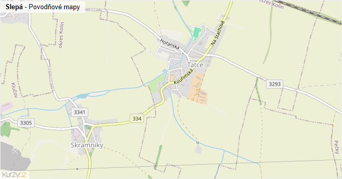 Slepá - záplavové mapy stoleté vody