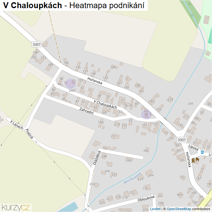 Mapa V Chaloupkách - Firmy v ulici.