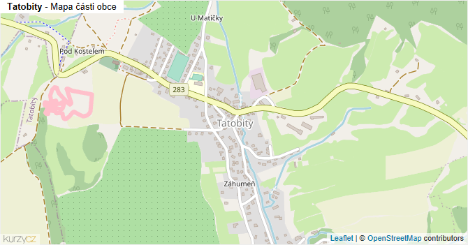 Tatobity - mapa části obce