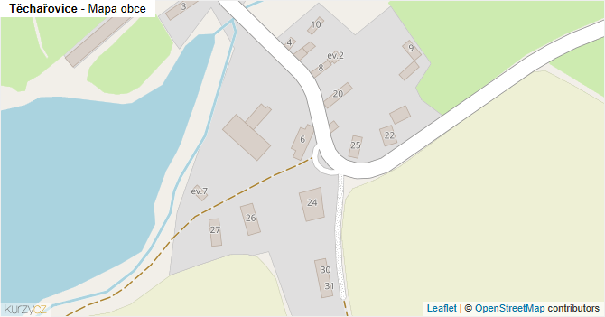 Těchařovice - mapa obce