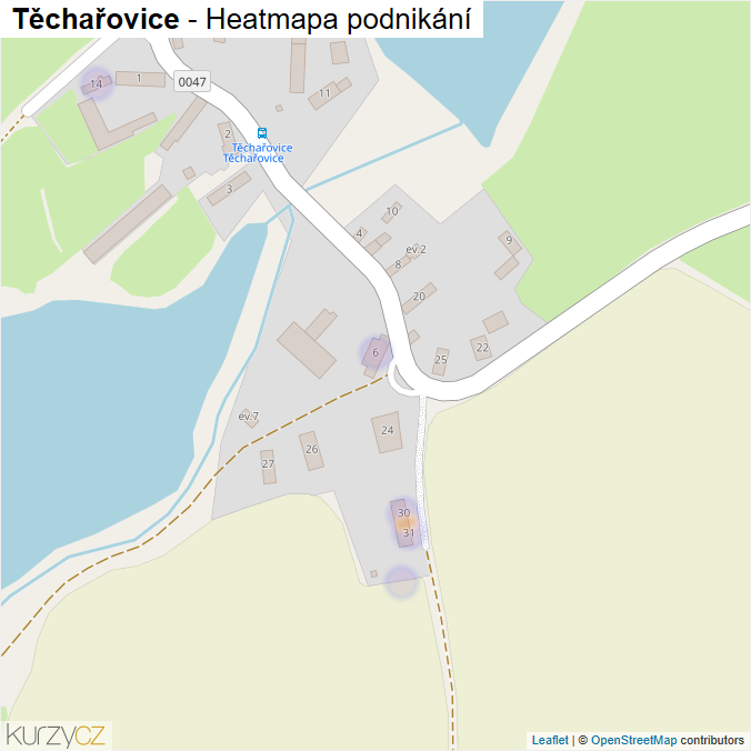 Mapa Těchařovice - Firmy v části obce.