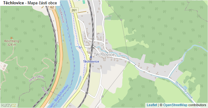 Těchlovice - mapa části obce