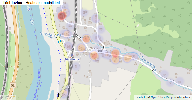 Těchlovice - mapa podnikání