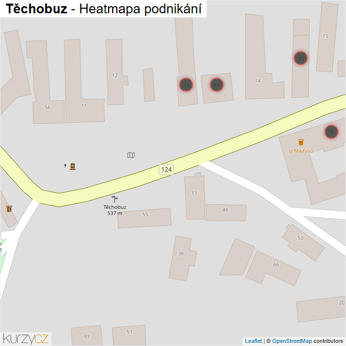 Mapa Těchobuz - Firmy v obci.
