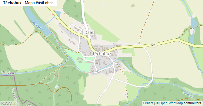Těchobuz - mapa části obce