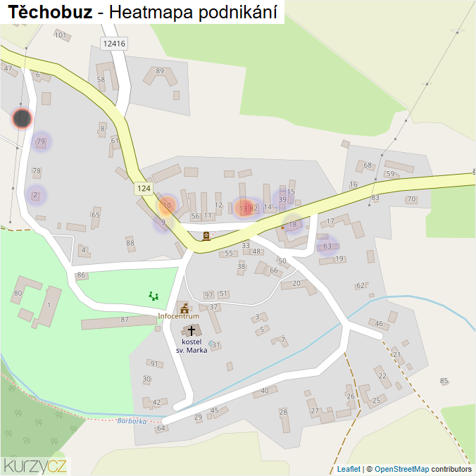 Mapa Těchobuz - Firmy v části obce.