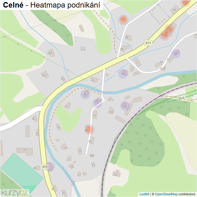 Mapa Celné - Firmy v části obce.
