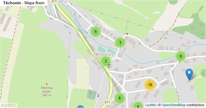 Těchonín - mapa firem