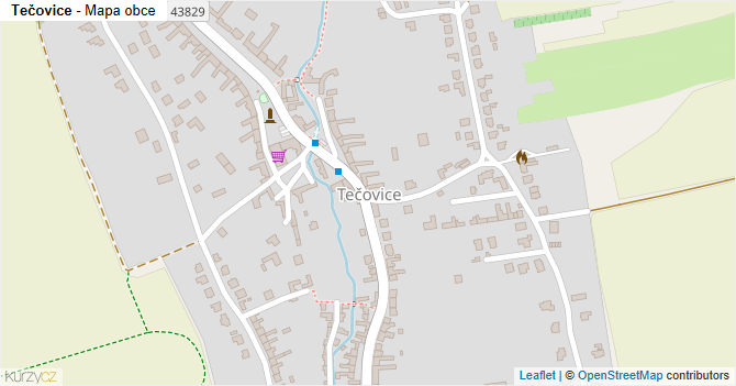 Tečovice - mapa obce