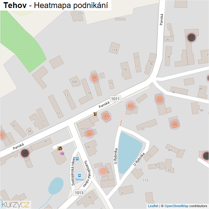 Mapa Tehov - Firmy v obci.