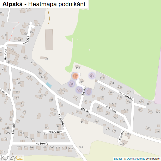 Mapa Alpská - Firmy v ulici.