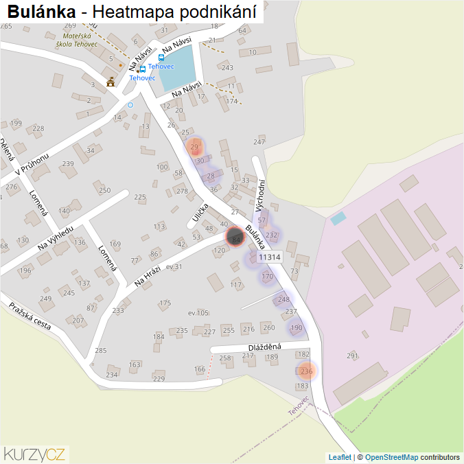 Mapa Bulánka - Firmy v ulici.