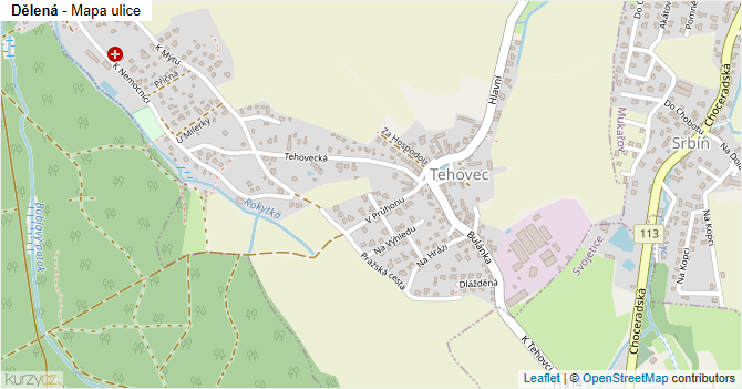 Dělená - mapa ulice