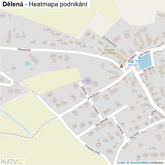 Mapa Dělená - Firmy v ulici.
