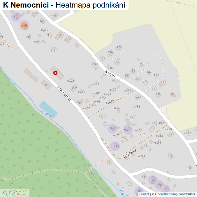 Mapa K Nemocnici - Firmy v ulici.