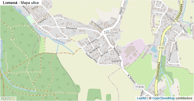 Lomená - mapa ulice