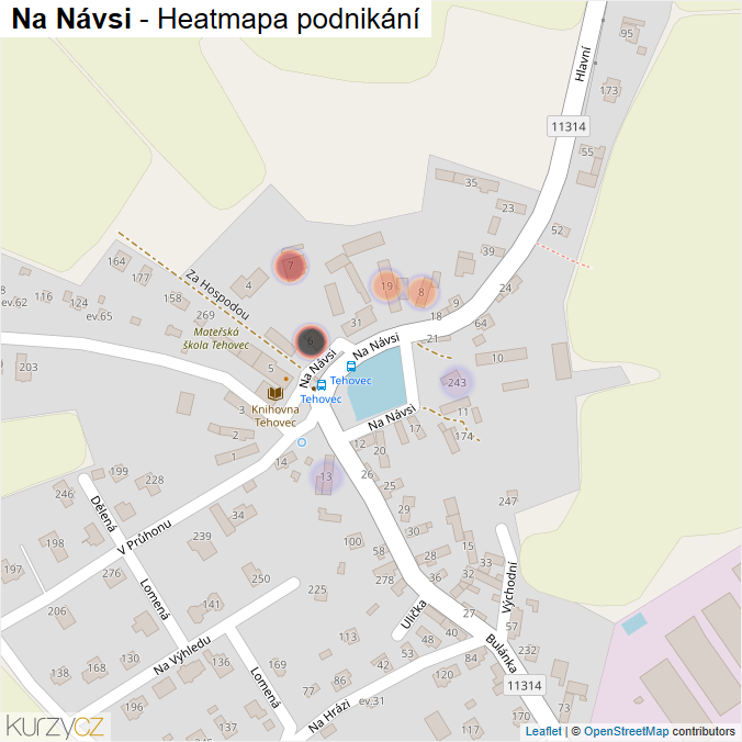 Mapa Na Návsi - Firmy v ulici.