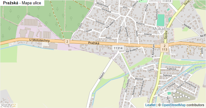 Pražská - mapa ulice