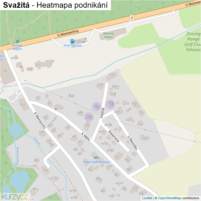 Mapa Svažitá - Firmy v ulici.