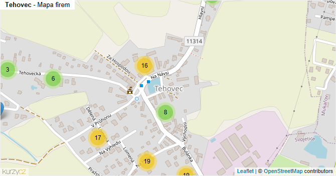 Tehovec - mapa firem