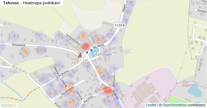 Tehovec - mapa podnikání