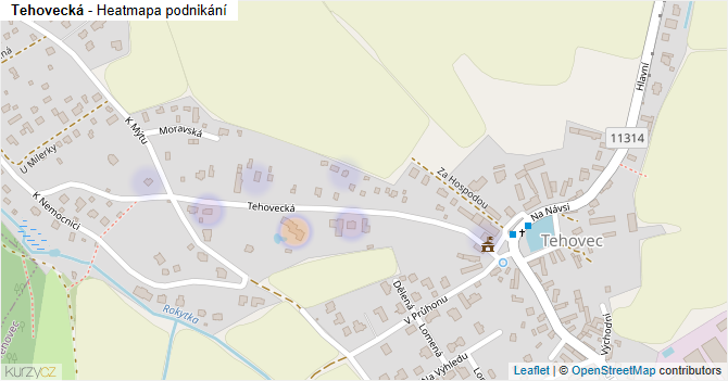 Tehovecká - mapa podnikání