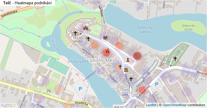 Telč - mapa podnikání