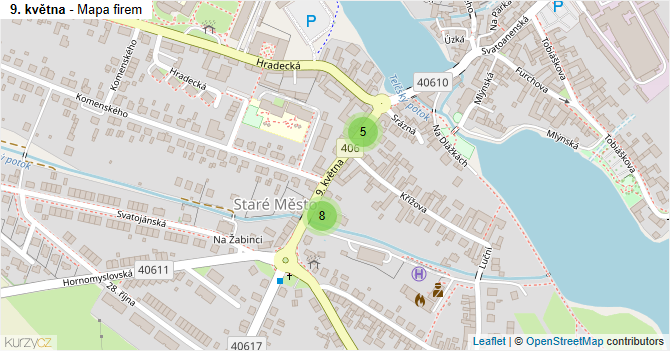 9. května - mapa firem