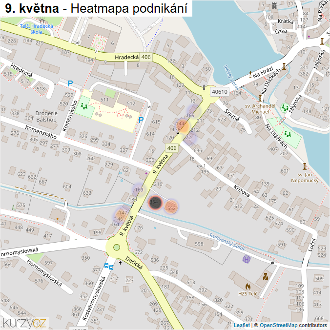 Mapa 9. května - Firmy v ulici.