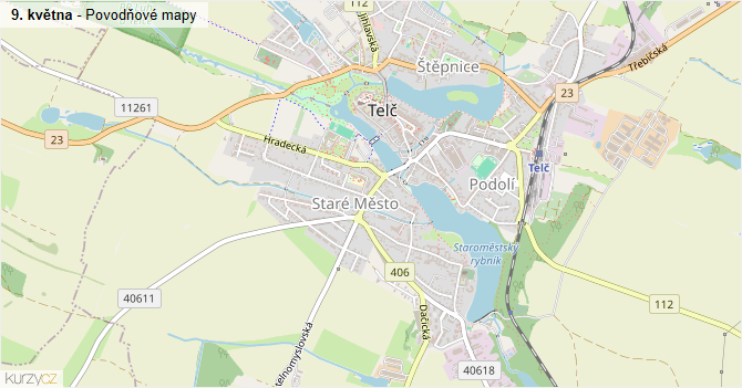 9. května - záplavové mapy stoleté vody
