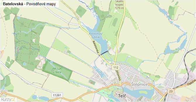 Batelovská - záplavové mapy stoleté vody