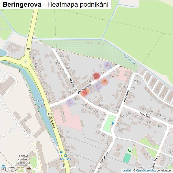 Mapa Beringerova - Firmy v ulici.