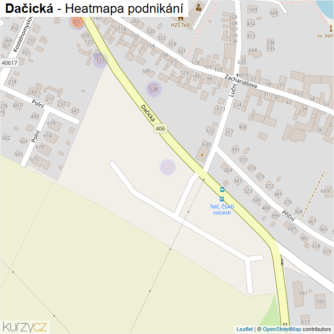 Mapa Dačická - Firmy v ulici.