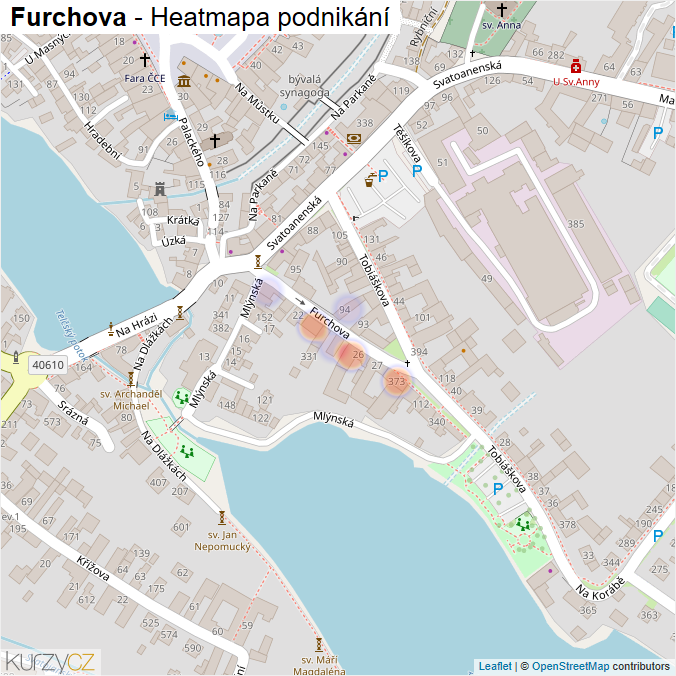 Mapa Furchova - Firmy v ulici.