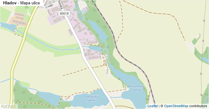 Hladov - mapa ulice