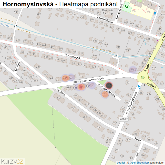 Mapa Hornomyslovská - Firmy v ulici.