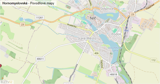 Hornomyslovská - záplavové mapy stoleté vody