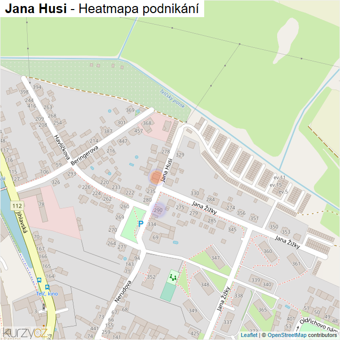 Mapa Jana Husi - Firmy v ulici.