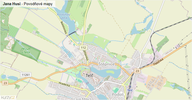 Jana Husi - záplavové mapy stoleté vody