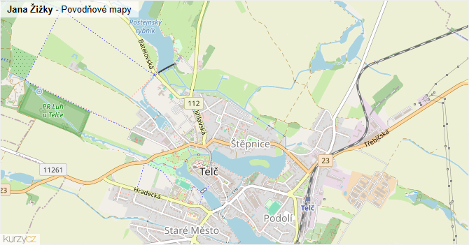 Jana Žižky - záplavové mapy stoleté vody