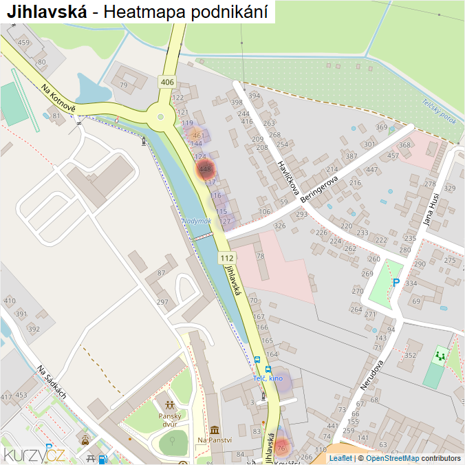 Mapa Jihlavská - Firmy v ulici.