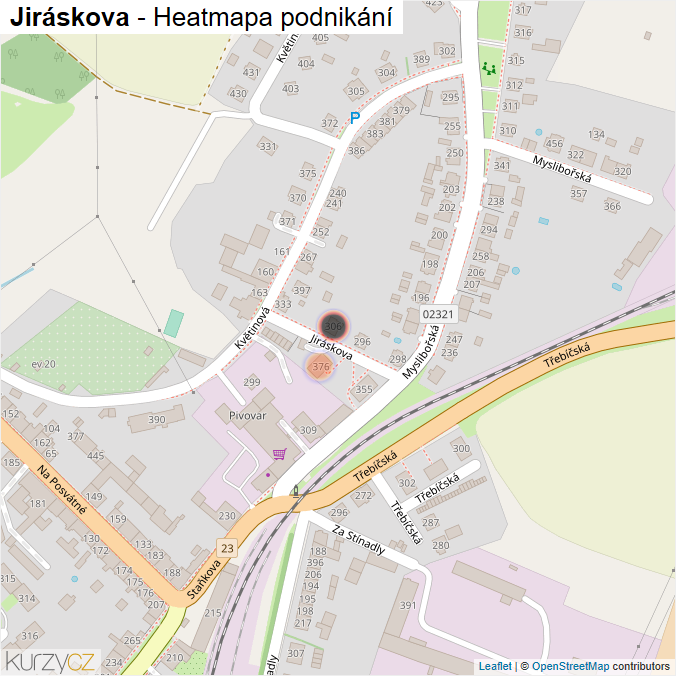 Mapa Jiráskova - Firmy v ulici.