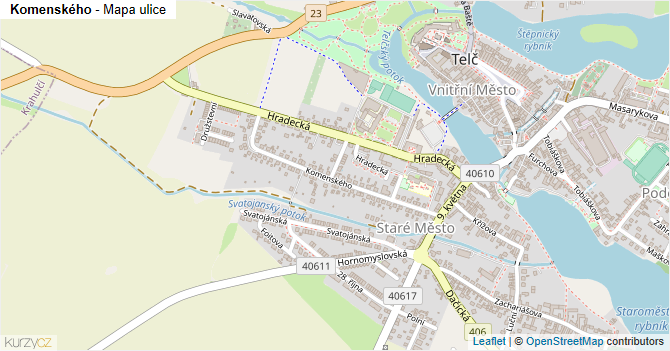 Komenského - mapa ulice
