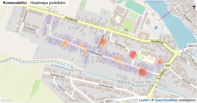Komenského - mapa podnikání