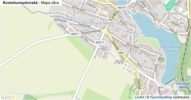 Kostelnomyslovská - mapa ulice